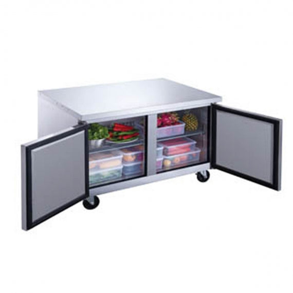 Dukers DUC48R 48 1/8" Reach-in Undercounter Refrigerator, 2 Solid Doors