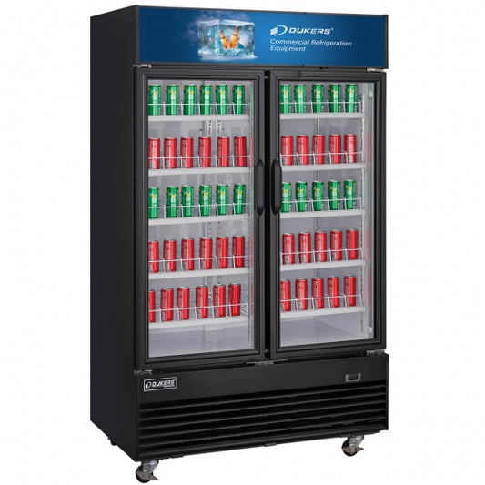 Dukers Appliance Co DSM-41R 47" Two Swing Glass Door Merchandiser Refrigerator in Black, 41.28 cu. ft.