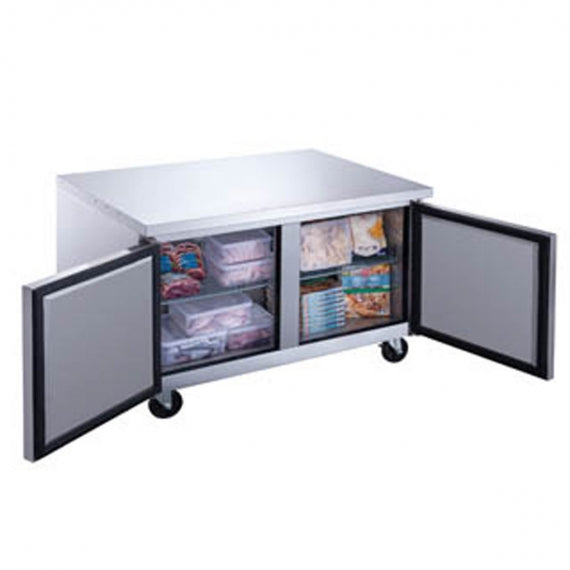 Dukers Appliance Co DUC48F 48" 2-Section Undercounter Freezer w/ 2 Solid Doors, 2 Shelves