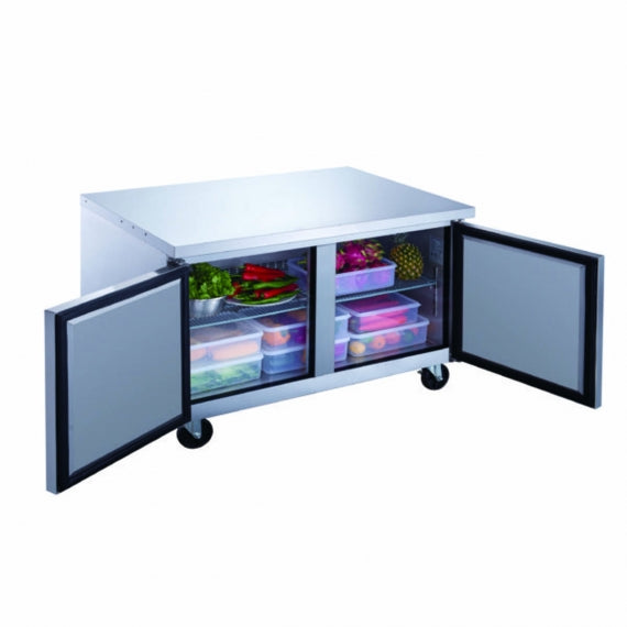 Dukers DUC60R 60" Reach-in Undercounter Refrigerator, 2 Solid Doors