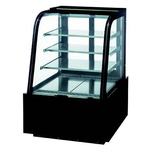 Dukers Appliance Co DDM36R-CB 36" Refrigerated Bakery Display Case Self-Contained Curved Glass Full Service w/ 3 Shelves, 4/9 HP-Stainless Steel