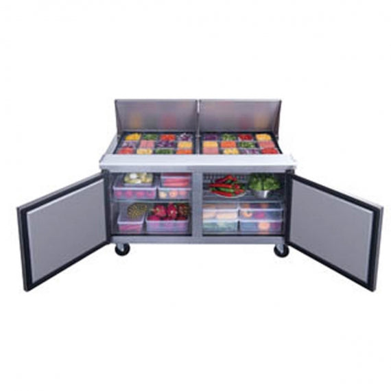 Dukers Appliance Co DSP60-24M-S2 Mega Top Refrigerated Unit w/ 2 Solid Doors, (24) 1/6 Pans