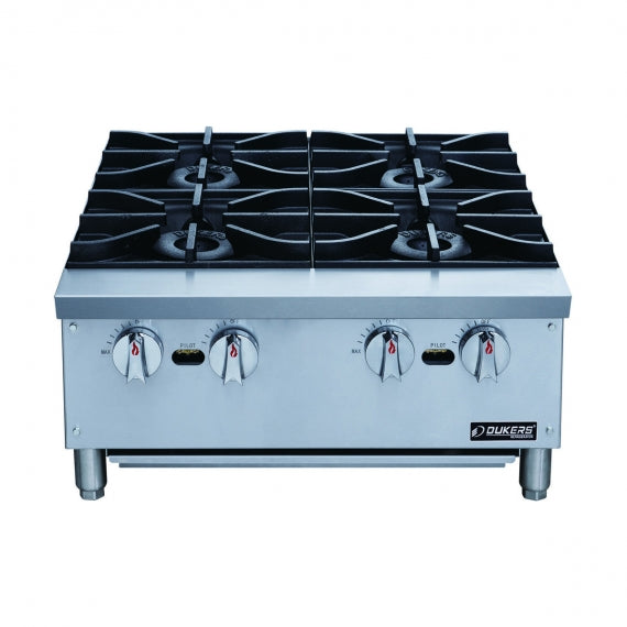 Dukers DCHPA24 24" Countertop Gas Hotplate with (4) Burners, Manual Controls, 112.000 BTU