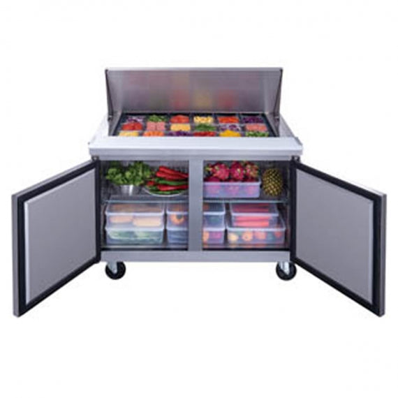 Dukers Appliance Co DSP48-18M-S2 Mega Top Refrigerated Unit w/ 2 Solid Doors, (18) 1/6 Pans