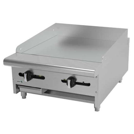 Asber AEMG-24 24" Liquid Propane Gas Countertop Gas Manual Griddle - 48,000 BTU