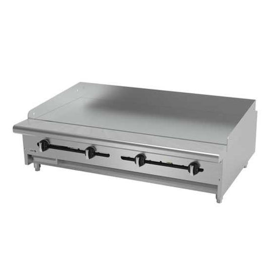 Asber AEMG-48-H 48" Liquid Propane Gas Countertop Gas Manual Griddle with Cold-Rolled Steel Plate - 96,000 BTU