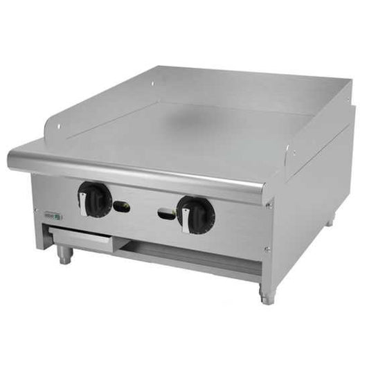 Asber AETG-24-H 24" Liquid Propane Gas 2 Burner Countertop Gas Thermostatic Griddle - 48,000 BTU