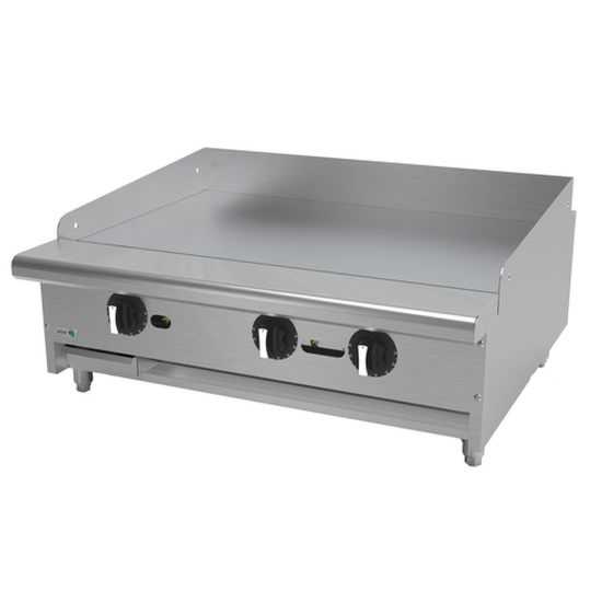 Asber AETG-36-H 36" Liquid Propane Gas 3 Burner Countertop Gas Thermostatic Griddle - 72,000 BTU