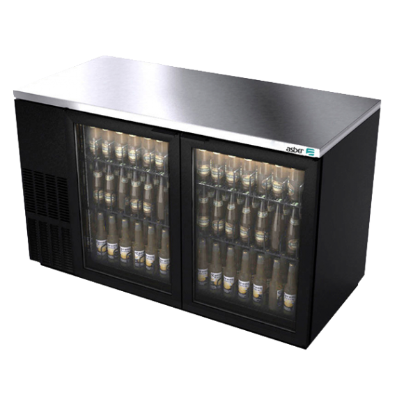 Asber ABBC-58G Back Bar Cooler with 2 Glass Door - 59-1/2"W x 28-5/8"D x 36-7/8"