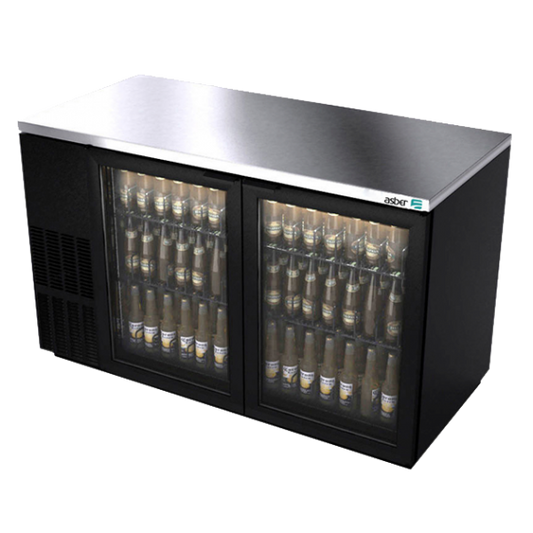 Asber ABBC-58G Back Bar Cooler with 2 Glass Door - 59-1/2"W x 28-5/8"D x 36-7/8"