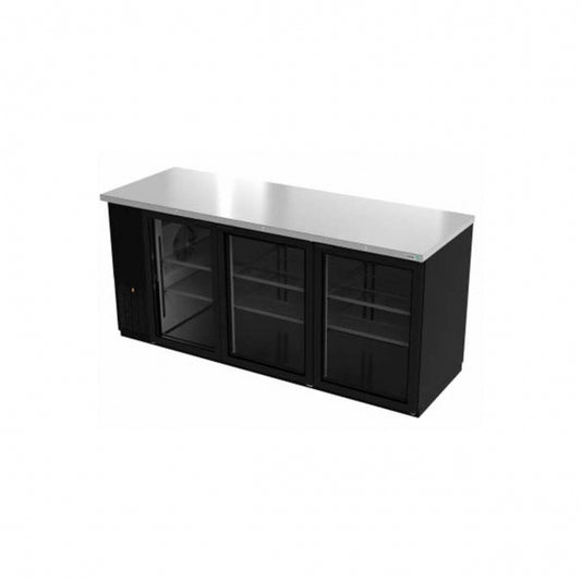 Asber ABBC-78G Back Bar Cooler with 3 Glass Door - 80"W x 28-5/8"D x 36-7/8"