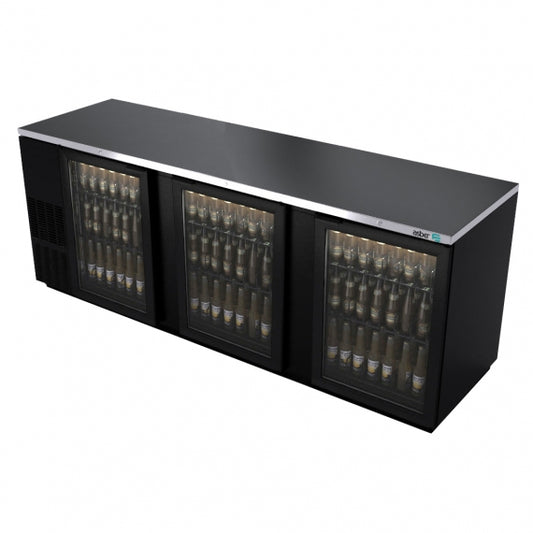 Asber ABBC-94G Back Bar Cooler with 3 Glass Door - 95-1/2"W x 28-5/8"D x 36-7/8"