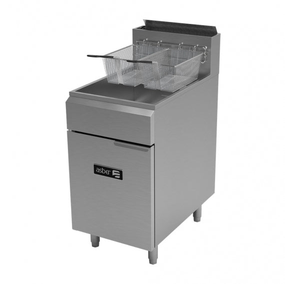 Asber AEF-75-S 19" Floor Model Gas Fryer, 75 lbs Capacity, 4 x 38,000 BTU Burners