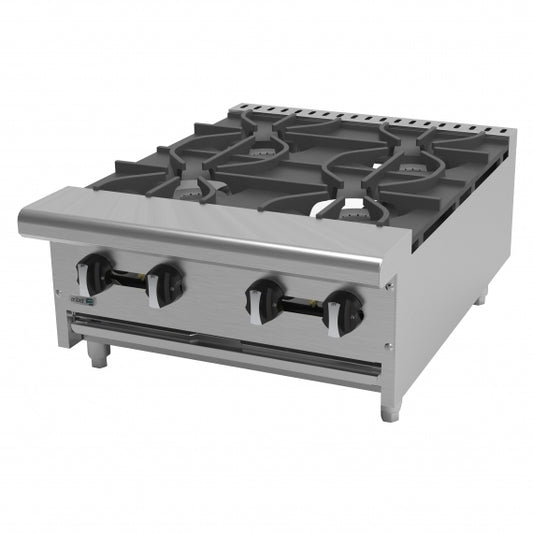 Asber AEHP-4-24 24" Countertop Gas Hotplate with (4) Burners, Manual Controls, 120.000 BTU