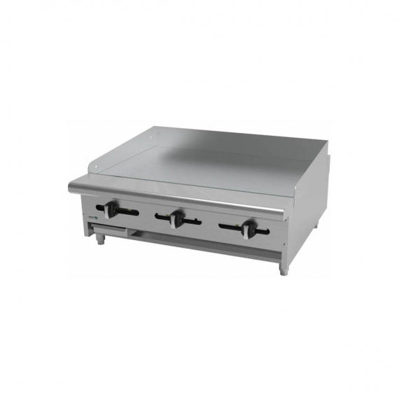 Asber AEMG-36-H 36" Liquid Propane Gas Countertop Gas Manual Griddle with Cold-Rolled Steel Plate -72,000 BTU