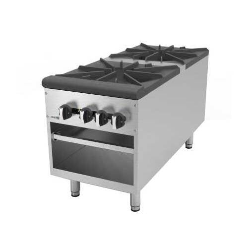 Asber AESP-42-4 18" Gas Stock Pot Range w/ (2) Three Ring Burners, Front to Back Design, Manual Control, 180.000 BTU