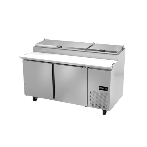 Asber APTP-67 Refrigerated Pizza Prep Table w/ 2 x Solid Doors - 67-1/4"Wx35"Dx43-7/8"H