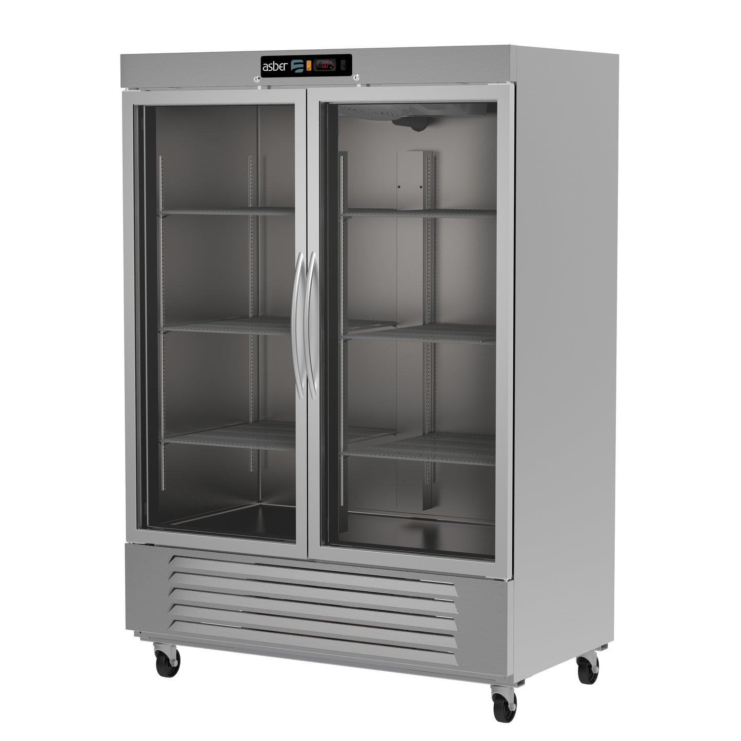 Asber ARR-23-1G-H One Section Reach-in Refrigerator w/ Glass Door, Bottom Mounted, Stainless Steel, 23 cu. ft.