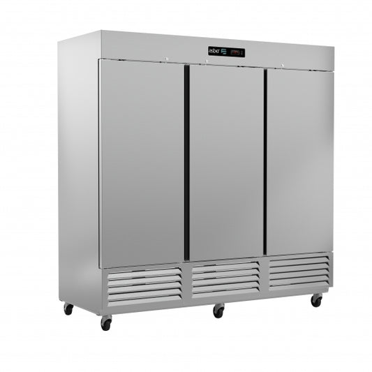 Asber ARR-72-H Three Section Reach-in Refrigerator w/ 3 Solid Door, Bottom Mounted, Stainless Steel, 72 cu. ft.