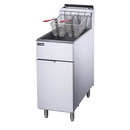 Dukers Appliance Co DCF3-NG Full Pot Floor Model Gas Fryer w/ 40-lb Capacity, 2 Twin Baskets