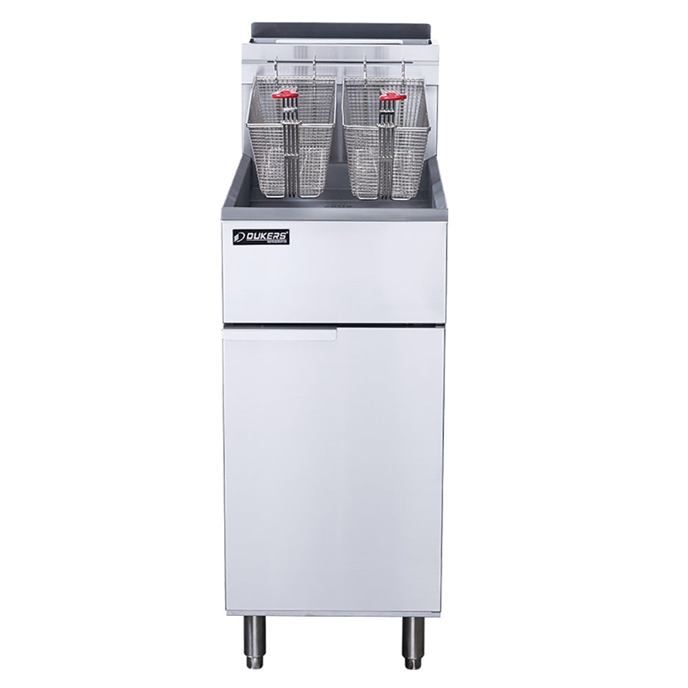 Dukers Appliance Co DCF3-NG Full Pot Floor Model Gas Fryer w/ 40-lb Capacity, 2 Twin Baskets